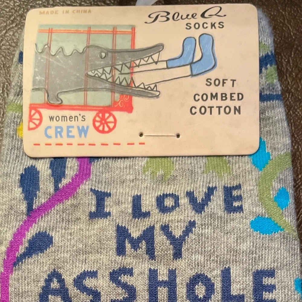 Blue Q Funny Socks I Love My A**hole Kids Women’s Mom Socks